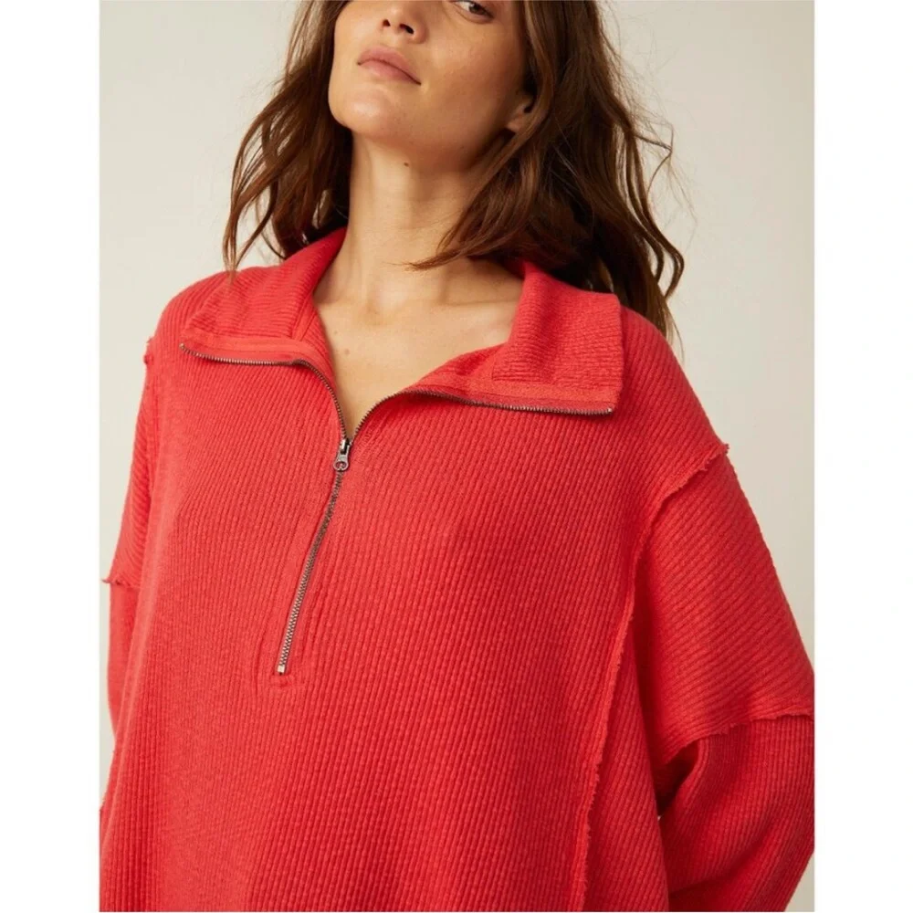 • New • Free People Walk Away Tunic Red Racer Size S Oversized Just Right - Picture 9 of 12